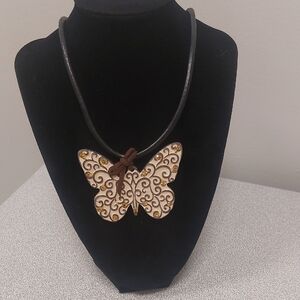 Da Vinci Cord Rope Butterfly Necklace And Earrings Set